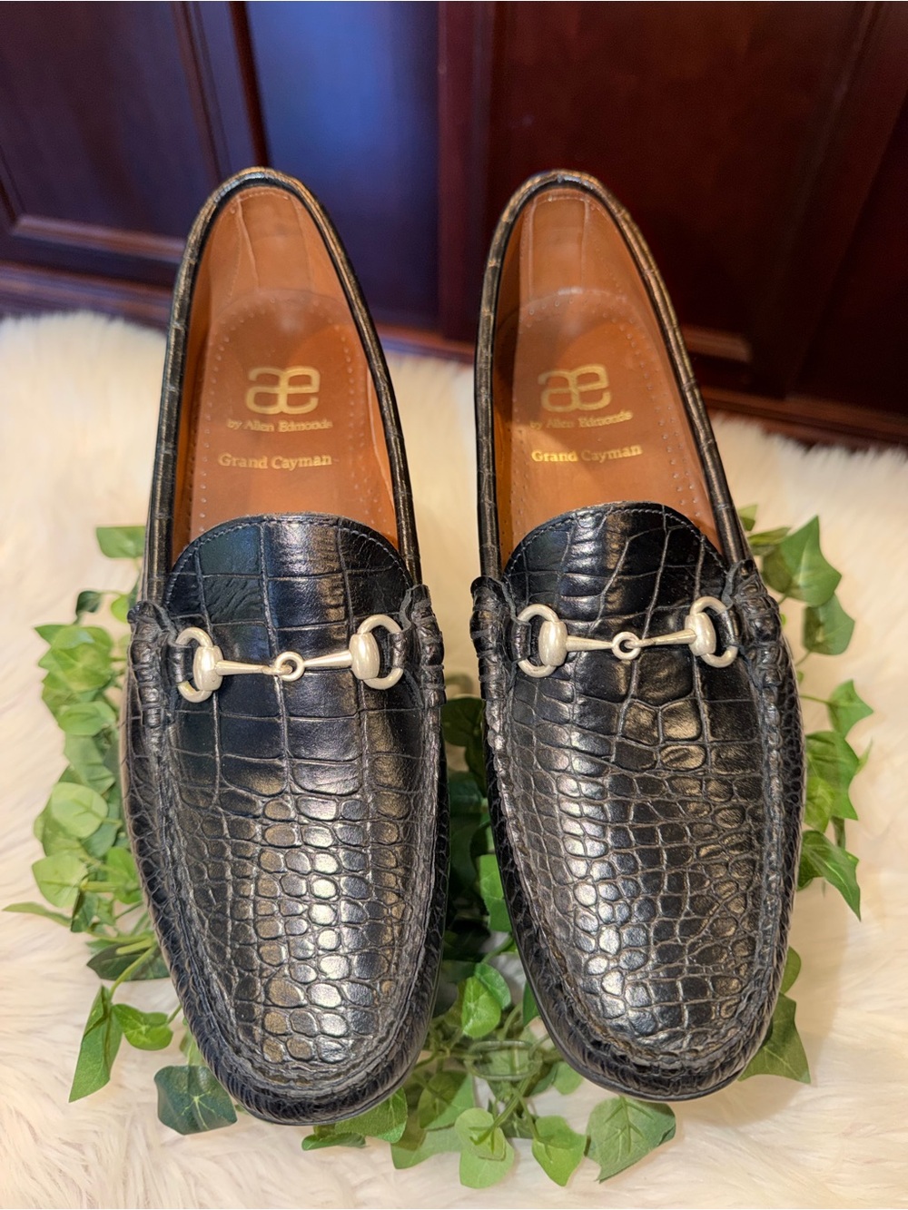 Men's Allen Edmonds Grand Cayman Black Leather Horsebit Loafer Sz 10D